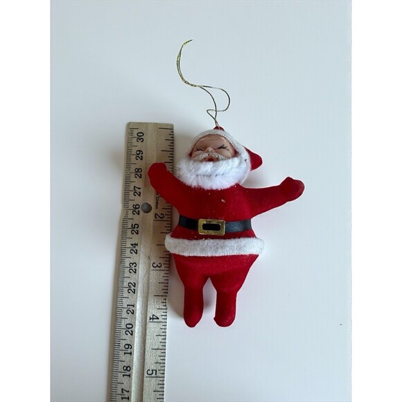 Vintage 4” Flocked Santa Claus Christmas Ornament - Picture 7 of 10